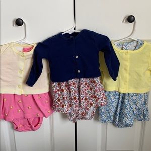 Lot of 3 dresses with thin sweaters